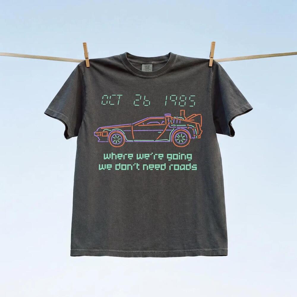 80S Future Sci-Fi Movie T-Shirt Retro Doc & Marty Graphic Tee